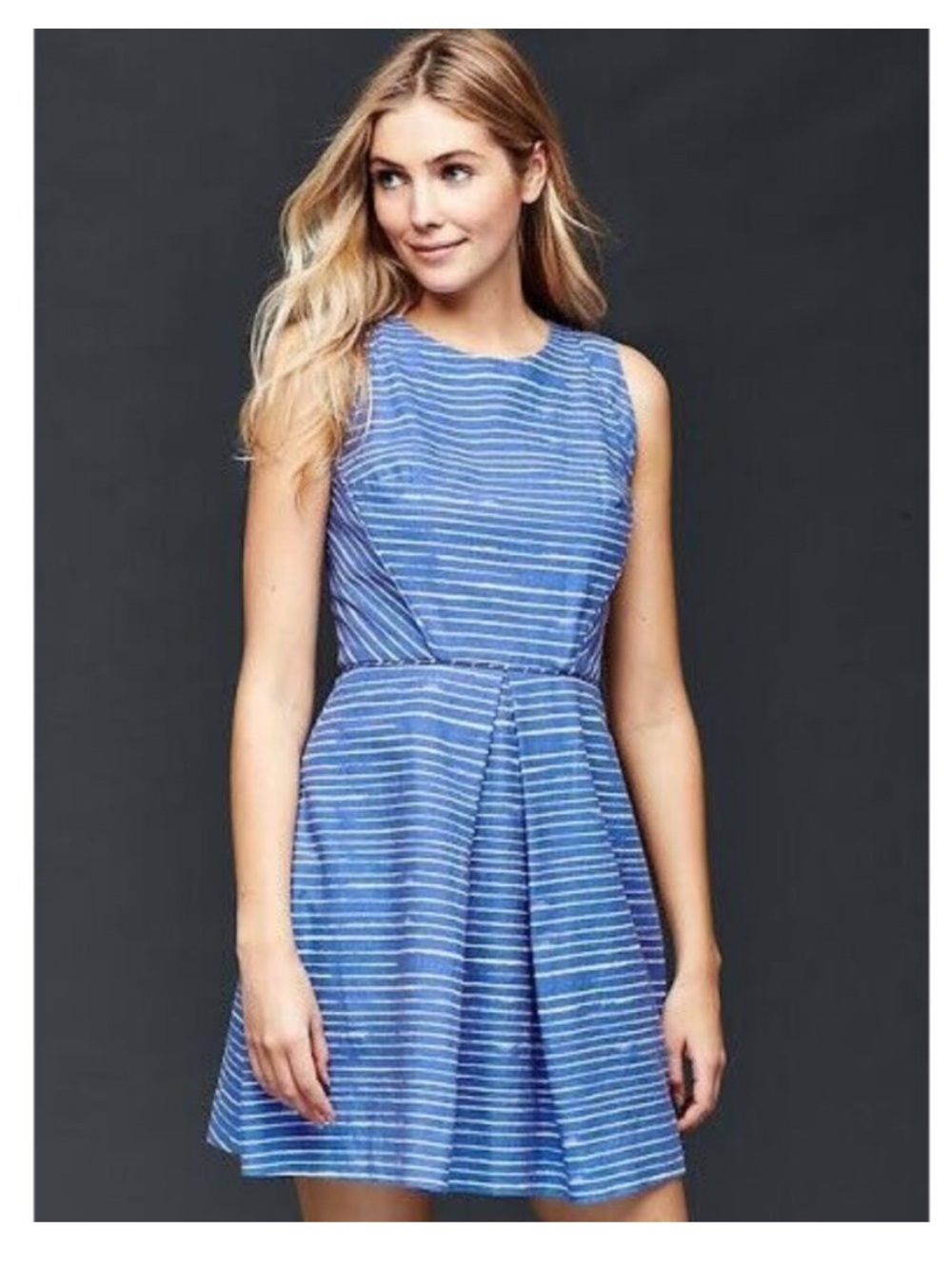 GAP Blue Striped Sleeveless Fit-and-Flare Mini Dress size 12